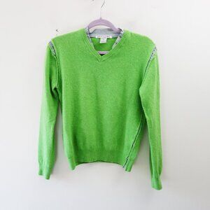 Wool & Co Women's Bright green Ruffle Detail Lana Wool Sweater (M)